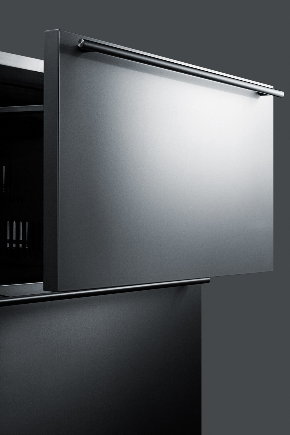 Built-in undercounter two-drawer all-refrigerator in complete stainless steel with panel-ready drawer fronts